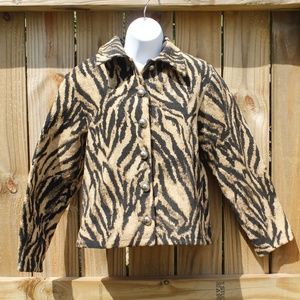 Vintage Fall Tiger Print Cropped Tapestry Jacket